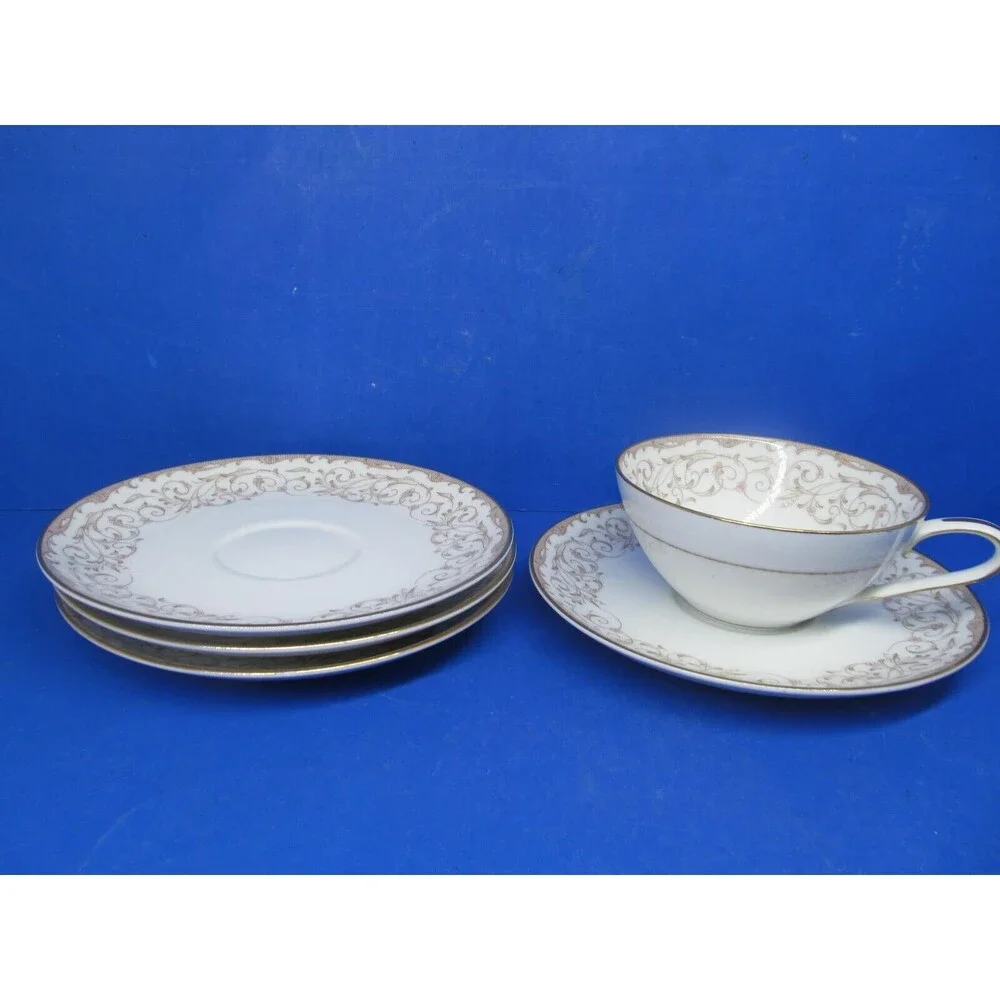 Noritake Rochelle 5805 Set Of 1 Cup And 4 Saucers Vintage 50's Pattern VGC